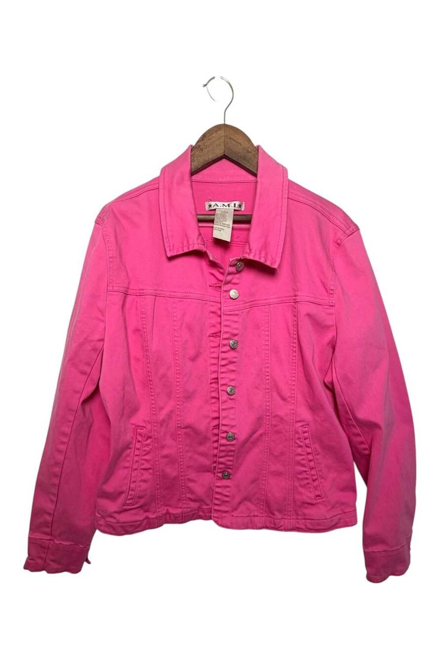 A.M.I. Hot Pink Denim Jacket Size Large